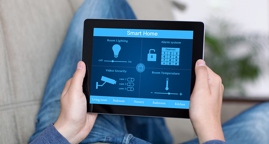 The ability to access and control security components from a mobile device is one of the top smart home trends in Oceanside. Close-up of smart home security app.